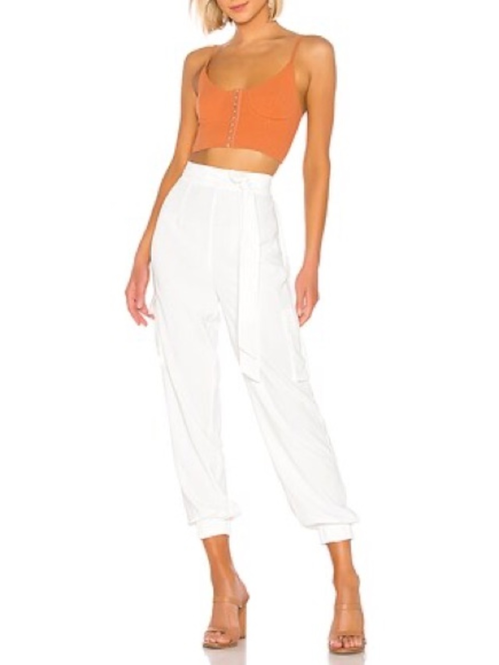 superdown White High-Waist Tie-Waist Jogger Pants